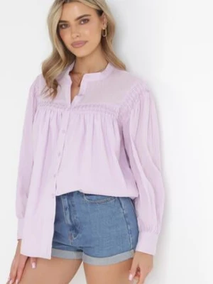 Fioletowa Bawełniana Koszula z Przeszyciami na Ramionach Umika bisou's project