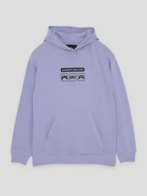Fioletowa bluza dresowa z kapturem i nadrukiem Reporter
