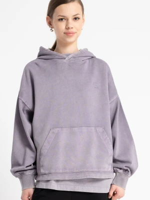 Fioletowa bluza z kapturem z efektem sprania Reporter