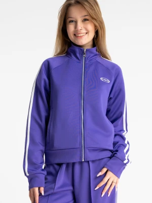 Fioletowa bluza z kontrastowymi lampasami na rękawach Reporter