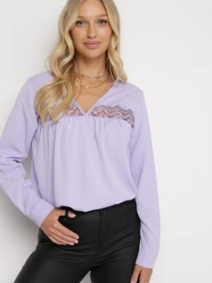 Fioletowa Bluzka z Haftem Destyn elsa.m by may