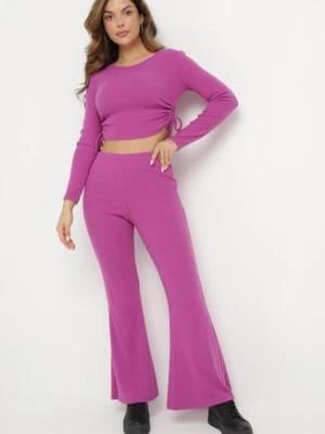 Fioletowa Bluzka ze Sznurkami w Pasie po Bokach Kerenta lily rose