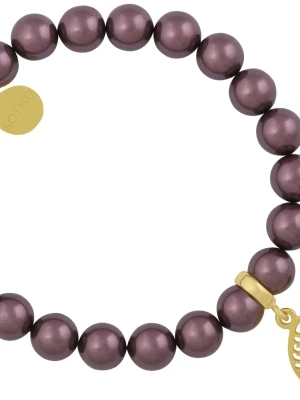 Fioletowa bransoletka perły Burgundy SWAROVSKI® ELEMENTS ze złotą rozetą z drzewem SOTHO