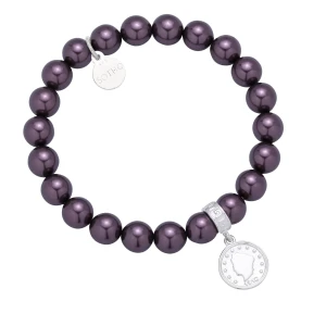 Fioletowa bransoletka perły SWAROVSKI® CRYSTAL ze srebrną monetą SOTHO