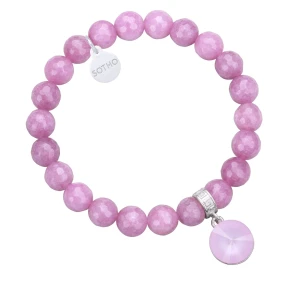 Fioletowa bransoletka z fasetowanego jadeitu z kryształem SWAROVSKI® CRYSTAL SOTHO