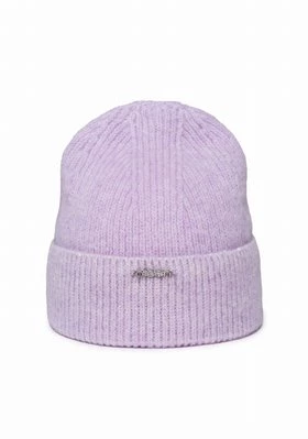 Fioletowa czapka damska beanie z wełną merino Olsen