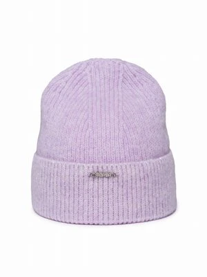 Fioletowa czapka damska beanie z wełną merino Olsen