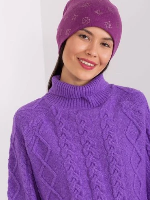 Fioletowa czapka zimowa z dodatkiem kaszmiru Wool Fashion Italia