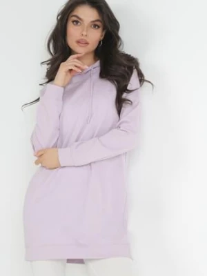 Fioletowa Długa Bluza Dresowa z Kapturem Korena glo-story