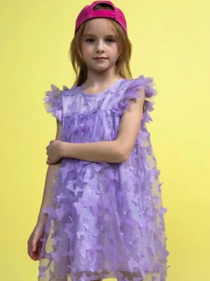 Fioletowa elegancka sukienka dziewczęca w motyle Max & Mia by 5.10.15.