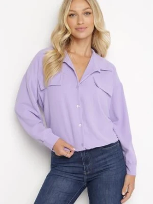 Fioletowa Koszula z Kołnierzem i Ozdobnymi Klapami Keitlyn lily rose