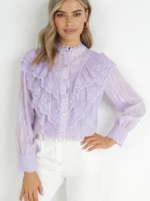 Fioletowa Koszula z Metaliczną Nitką i Falbanką Ruweyda elsa.m by may