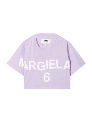 Fioletowa Koszulka z Logo dla Dzieci MM6 Maison Margiela