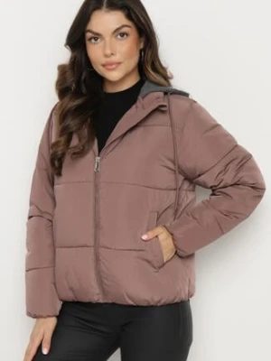 Fioletowa Kurtka Ozdobiona Pikowaniem z Odpinanym Kapturem Miariana alnwick