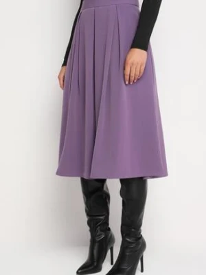 Fioletowa Midi Spódnica Rozkloszowana z Szerokimi Plisami Estellma sophyline