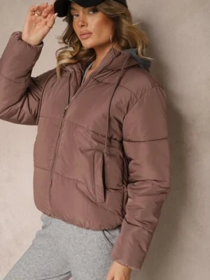 Fioletowa Pikowana Kurtka z Odpinanym Kapturem Miarisa alnwick