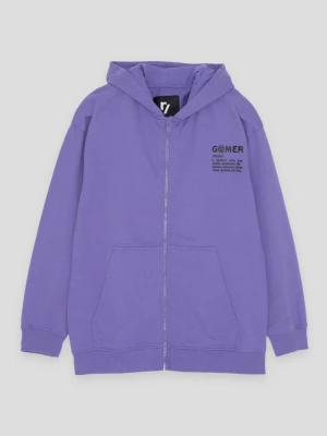 Fioletowa rozpinana bluza dresowa z nadrukiem na plecach Reporter
