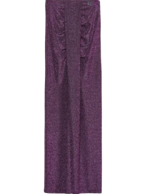 Fioletowa Spódnica Longuette z Efektownym Lurexem Gaëlle Paris