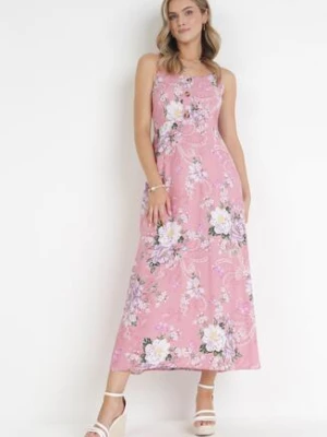 Różowa Sukienka Maxi na Ramiączkach Philandia