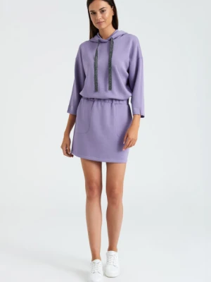 Fioletowa sukienka mini z kapturem Greenpoint