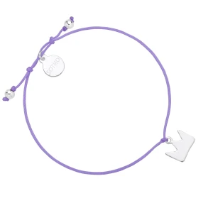 Fioletowa sznurkowa bransoletka ze srebrną koroną SOTHO