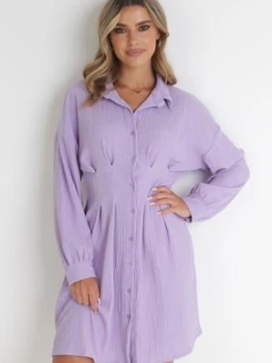 Fioletowa Taliowana Sukienka Koszulowa Mini Arukini lily rose