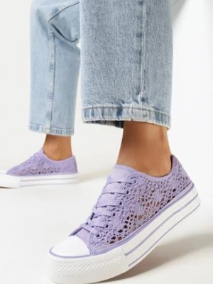 Fioletowe Ażurowe Trampki Przed Kostkę Russi