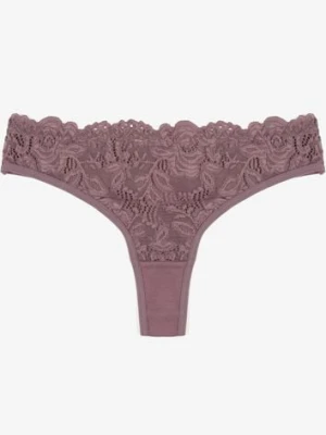 Fioletowe Bawełniane Majtki Stringi z Koronką Ilwedana