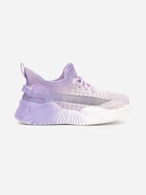Fioletowe Buty Sportowe z Elastyczną Cholewką z Ozdobnym Sznurowaniem i Profilowaną Wkładką Jaelyne