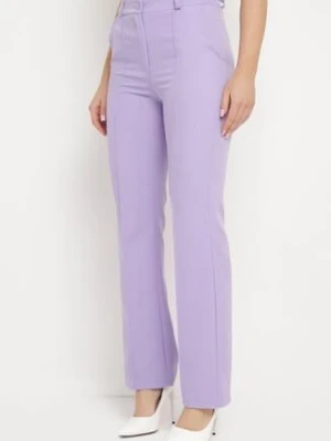 Fioletowe Garniturowe Spodnie z Wysokim Stanem i Szerokimi Nogawkami Abigaille lily rose