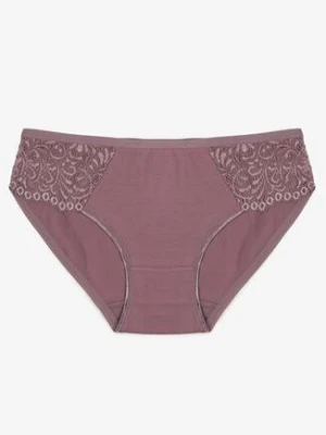 Fioletowe Gładkie Majtki Figi z Bawełny Venessila
