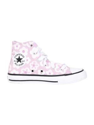 Fioletowe Kwiatowe Buty Wysokie Converse