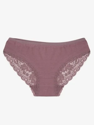 Fioletowe Majtki Figi z Koronkowymi Wstawkami Amiora