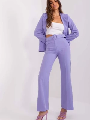 Fioletowe materiałowe spodnie damskie w kant Italy Moda