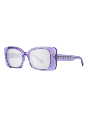 Fioletowe okulary przeciwsłoneczne dla kobiet z lustrzanymi soczewkami Swarovski