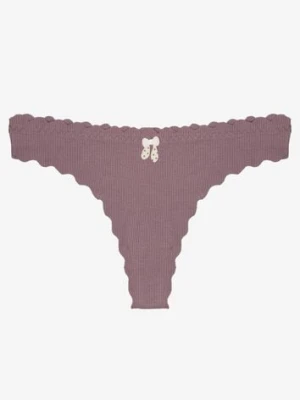 Fioletowe Prążkowane Majtki Stringi z Bawełny Ilweda