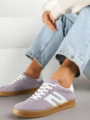Jasnofioletowe Sneakersy Kultowe Tenisówki Zdobione Przeszyciami Eveltewia besty