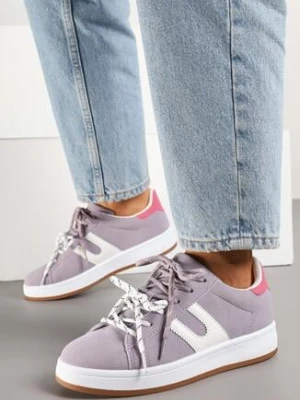 Fioletowe Sneakersy z Geometrycznym Wzorem Telawiela be.sport