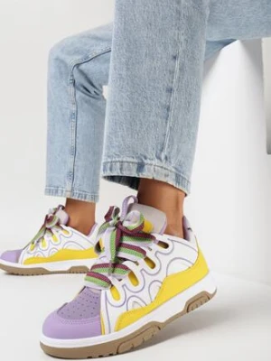 Zdjęcie produktu Fioletowe Sneakersy z Przeszyciami i Szerokim Wiązaniem Leontine