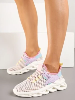 Fioletowe Sneakersy z Siateczki na Piankowej Podeszwie z Wycięciami Sanilova