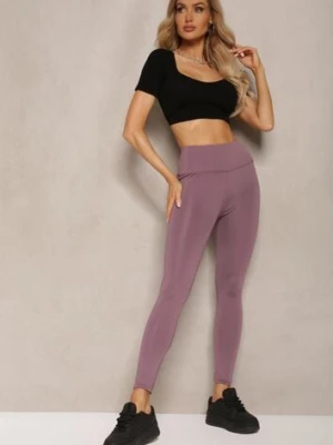 Fioletowe Sportowe Legginsy High Waist Vesara