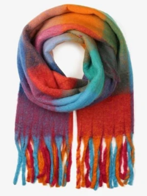 Fioletowo-Czerwony Prostokątny Szalik z Miękkiej Dzianiny w Kratę Tilesia