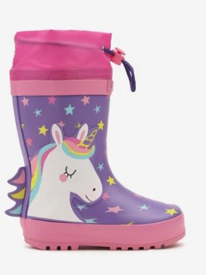 Fioletowo-Różowe Kalosze ze Ściągaczem przy Cholewce i Ocieplaną Wyściółką Valerise wink