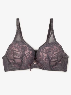 Fioletowo-Różowy Biustonosz Full Cup Zdobiony Koronką Raviera