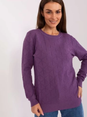 Fioletowy damski sweter klasyczny z bawełną