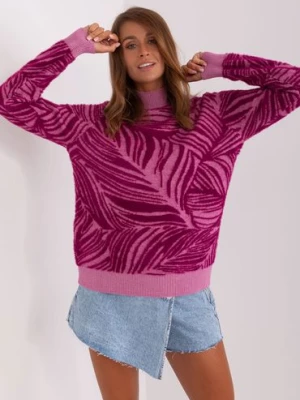 fioletowy damski sweter z golfem z wiskozą
