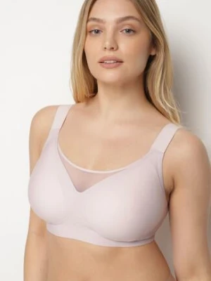 Fioletowy Gładki Biustonosz z Siateczkową Wstawką i Szerokimi Ramiączkami Salandrea love magnolia