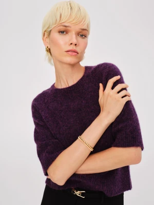 Fioletowy melanżowy sweter z moherem i wełną TARANKO
