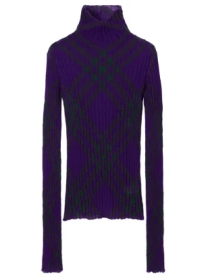 Fioletowy Sweter w Kratę Burberry