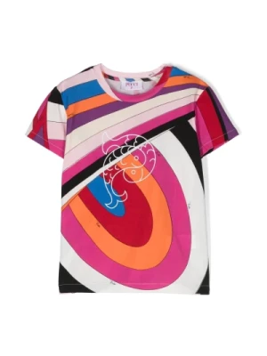 Fioletowy T-shirt z nadrukiem Iride Emilio Pucci